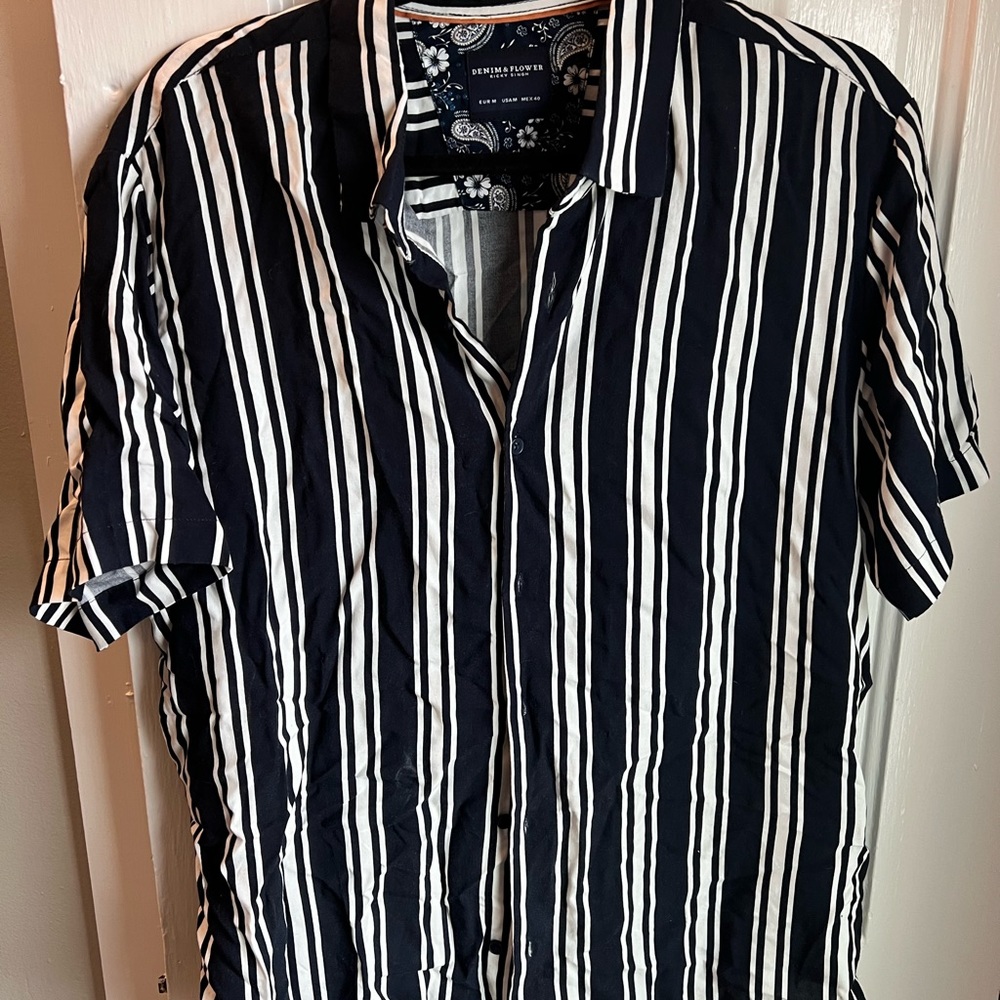 Denim & Flower Striped Shirt